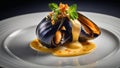 Baked mussels with cheese dinner luxury appetiser fresh Royalty Free Stock Photo