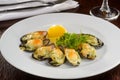 Baked mussels with cheese Royalty Free Stock Photo