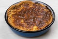 Baked Onion Pie on the round baking tray