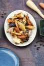 Baked parsnip root and carrots