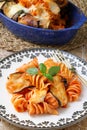 Baked pasta with eggplant and cheese Royalty Free Stock Photo