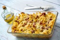 Baked pasta with smoked meat Royalty Free Stock Photo