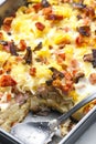 baked pasta with smoked meat and eggs Royalty Free Stock Photo