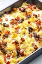 baked pasta with smoked meat and eggs Royalty Free Stock Photo