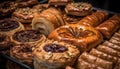 Baked pastry item with chocolate, fruit, and honey indulgence generated by AI