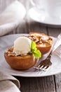 Baked peaches with ice cream