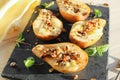 Baked pears with dor blue cheese and nuts