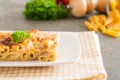 baked penne pasta with cheese and ham Royalty Free Stock Photo