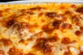 Baked penne pasta with tomato sauce and cheese Royalty Free Stock Photo