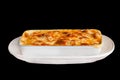 Baked penne pasta with tomato sauce and cheese Royalty Free Stock Photo