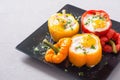 Baked pepper stuffed with bacon and eggs