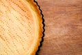 Baked Pie Base Pastry made orr Pie or Tart or Cake Dessert from. Dough in tart Pan. Process of Making Homemade Tart. Royalty Free Stock Photo