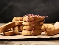 Baked piece Italian almond biscotti, cantuccini cookies