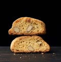 Baked piece Italian almond biscotti, cantuccini cookies