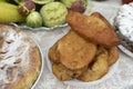 Baked pies. Pastries on table. Delicious food