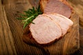 Baked Pork Cut, Roasted Sliced Loin, Tenderloin Ham Piece Royalty Free Stock Photo