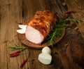 Baked Pork Cut, Roasted Sliced Loin, Tenderloin Ham Piece Royalty Free Stock Photo