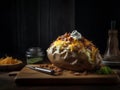 Baked potato with bacon, cheese Royalty Free Stock Photo