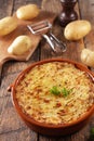 Baked potato, minced beef- traditional hachis parmentier- shepherd`s pie Royalty Free Stock Photo