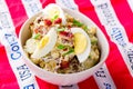 Baked potato salad with egg and bakon Royalty Free Stock Photo