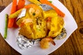 Baked potato with shrimps Royalty Free Stock Photo