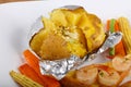 Baked potato with shrimps Royalty Free Stock Photo