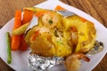 Baked potato with shrimps Royalty Free Stock Photo