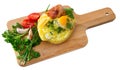 Baked potato stuffed with herbs, egg, bacon Royalty Free Stock Photo