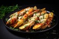 Baked potato wedges with cheese and herbs