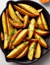 baked potato wedges with sauce ,generative ai