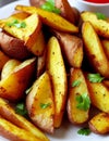 baked potato wedges with vegetables ,generative ai