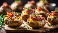 Baked potatoes with bacon