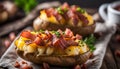 Baked potatoes with bacon