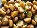 baked potatoes in a bowl. close up