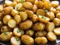 baked potatoes in a bowl. close up