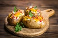 Baked potatoes with cheese and bacon Royalty Free Stock Photo