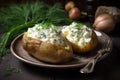 Baked potatoes cheese. Generate Ai