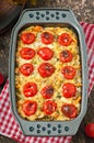 Baked pudding from a young zucchini