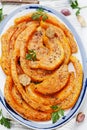 Baked pumpkin with garlic, herbs and sea salt