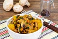 Baked Pumpkin with Mushrooms and Vegetables. Vegetarian Food Royalty Free Stock Photo