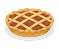 Baked Pumpkin Pie with Crust Served on Plate as Thanksgiving Day Attribute Vector Illustration