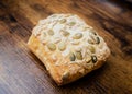 Baked pumpkin sunflower seed bread roll Royalty Free Stock Photo