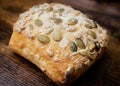 Baked pumpkin sunflower seed bread roll Royalty Free Stock Photo