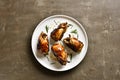 Baked quails on plate Royalty Free Stock Photo