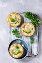 Baked quiche pie with greens