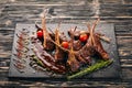 Baked Rib Grilled. Mutton. Carry a lamb. Top view Royalty Free Stock Photo