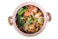 Baked rice with seafood in claypot Royalty Free Stock Photo