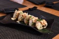 Baked rolls on table in a restaurant Royalty Free Stock Photo