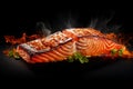 Baked salmon fillet healthy food background