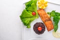 Baked salmon fillet with wild rice. Royalty Free Stock Photo